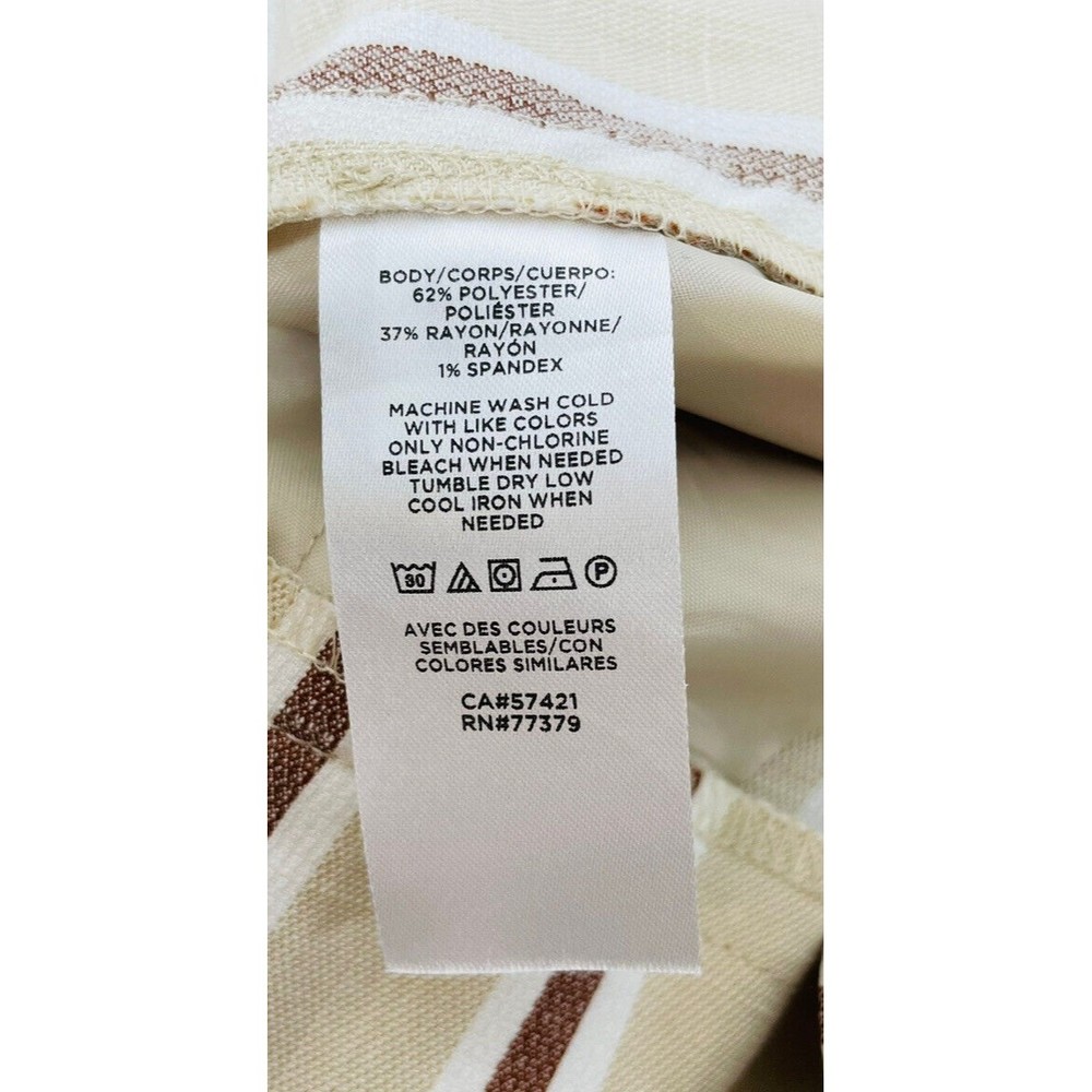 Ann Taylor Factory Womens Sz 6 Wide Leg Pants Stripes Tan Brown White Tie Waist - Picture 6 of 12